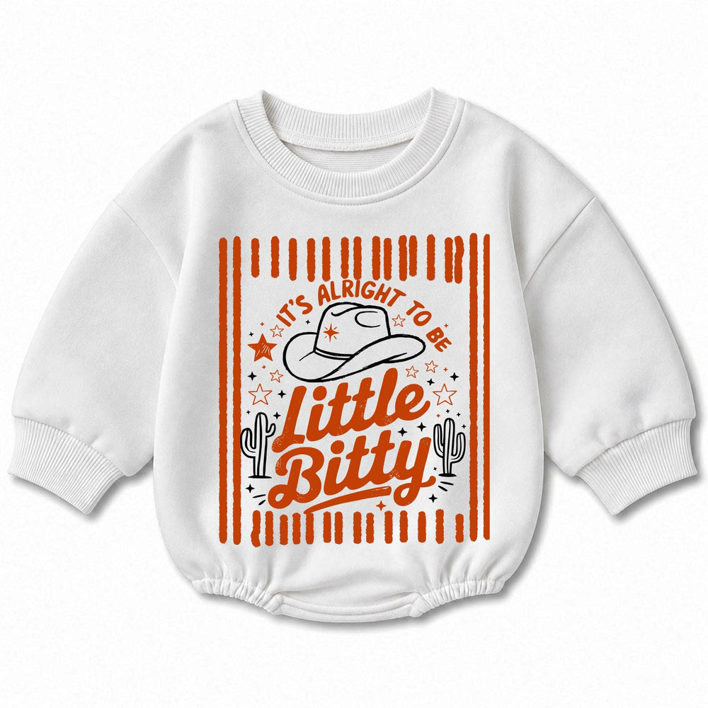 Little Bitty Western Baby Romper Cowboy-Themed White Sweatshirt Outfit 0-24M Soft Cotton Striped Design for Toddler Infant Gift