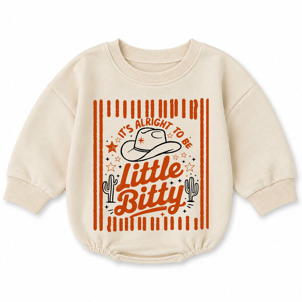 Little Bitty Western Baby Romper Cowboy-Themed White Sweatshirt Outfit 0-24M Soft Cotton Striped Design for Toddler Infant Gift