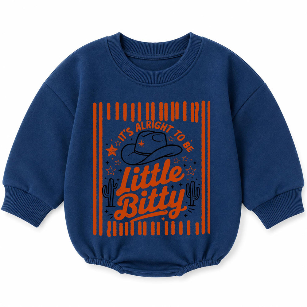 Little Bitty Western Baby Romper Cowboy-Themed White Sweatshirt Outfit 0-24M Soft Cotton Striped Design for Toddler Infant Gift