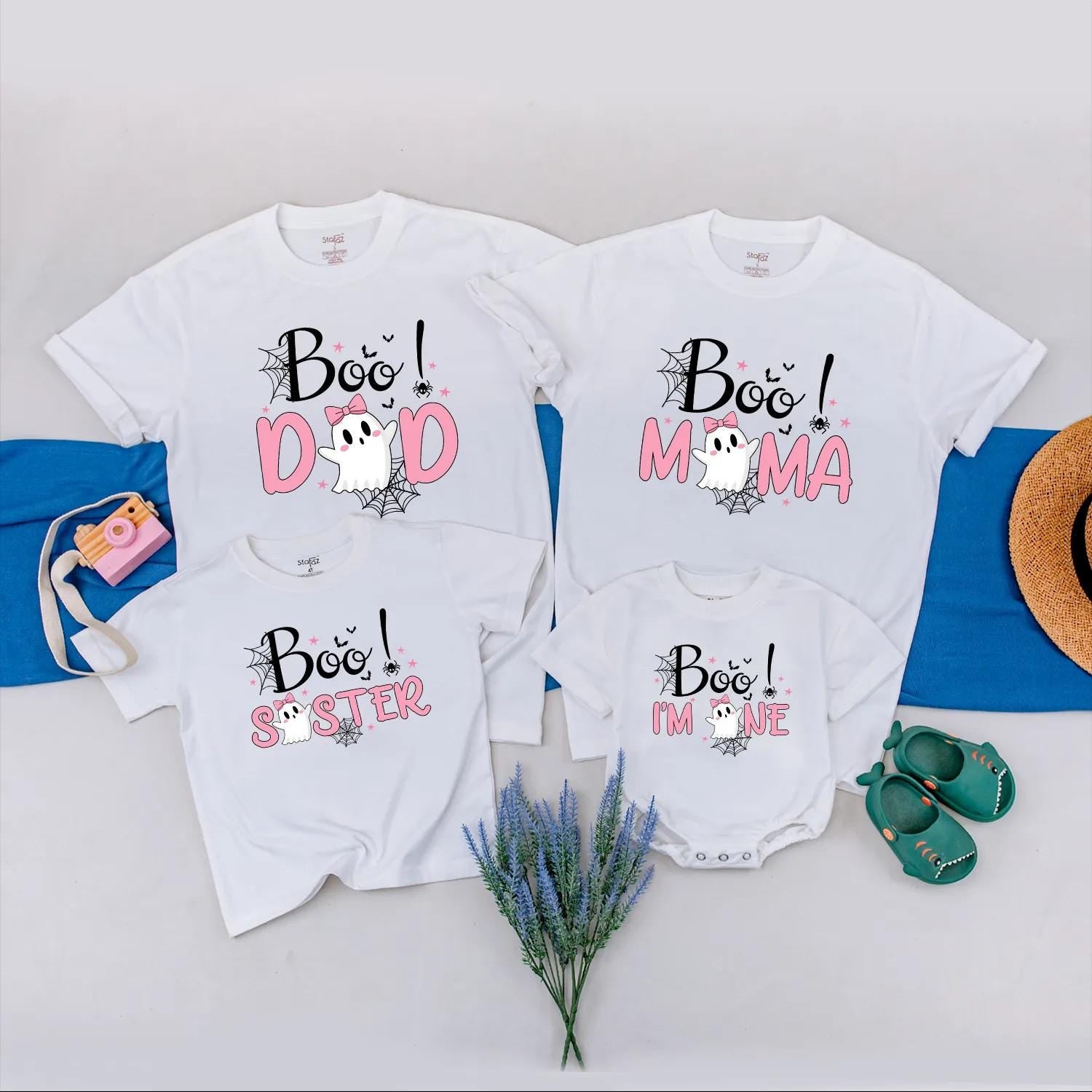 Little Boo Birthday Shirt for Baby Girl, Cute Ghost Halloween Party Outfit, Custom Soft Cotton Tee for Toddler's First or Second Birthday