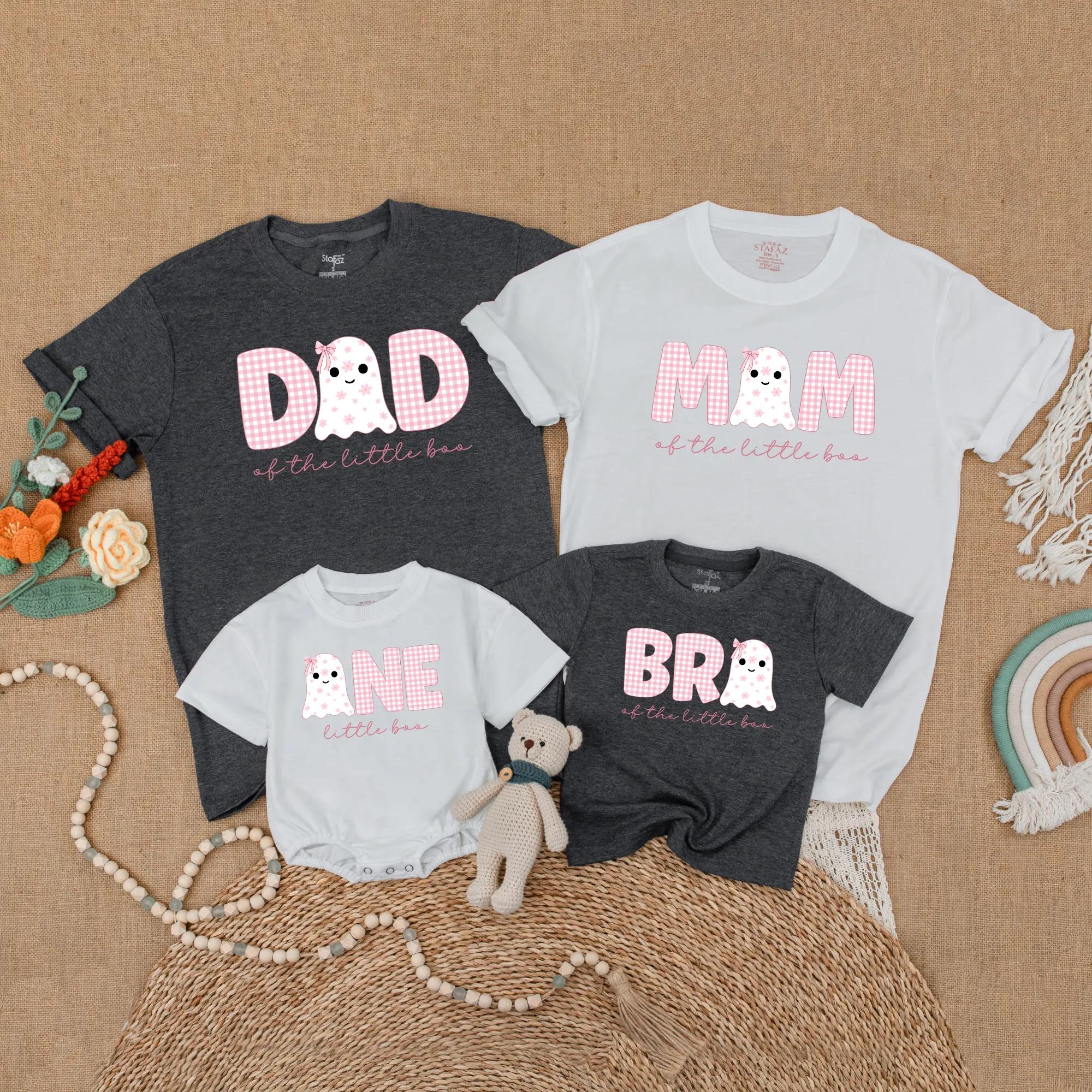 Little Boo Halloween Birthday Matching Family Shirts Ghost Design Dad Mom Sis First Birthday Outfit Custom Personalized Gift