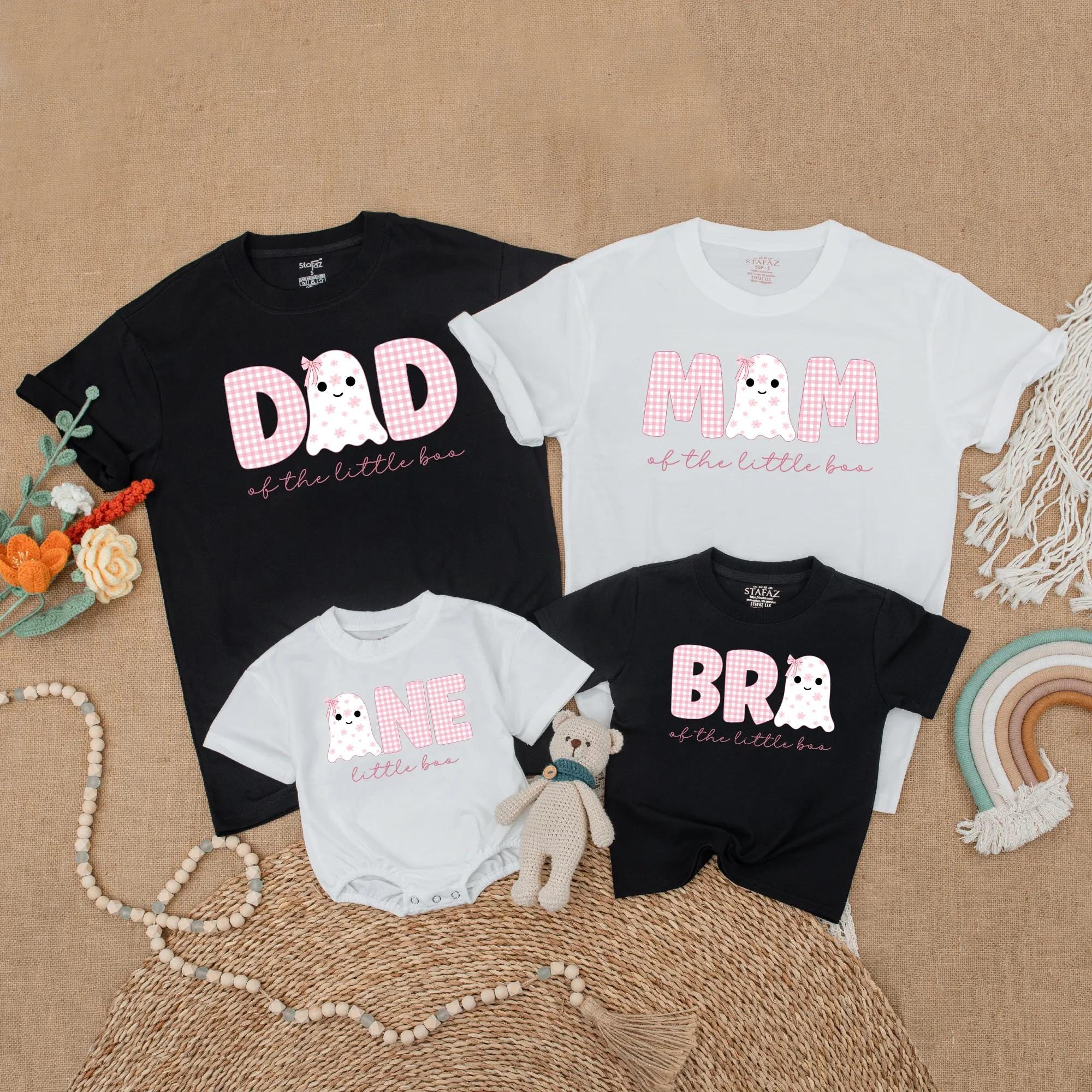 Little Boo Halloween Birthday Matching Family Shirts Ghost Design Dad Mom Sis First Birthday Outfit Custom Personalized Gift
