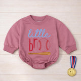 Little Bro Baseball Romper for Baby Boys Soft Cotton Outfit with Sports-Themed Red Blue Design Baseball Bat and Ball Future Star Gift