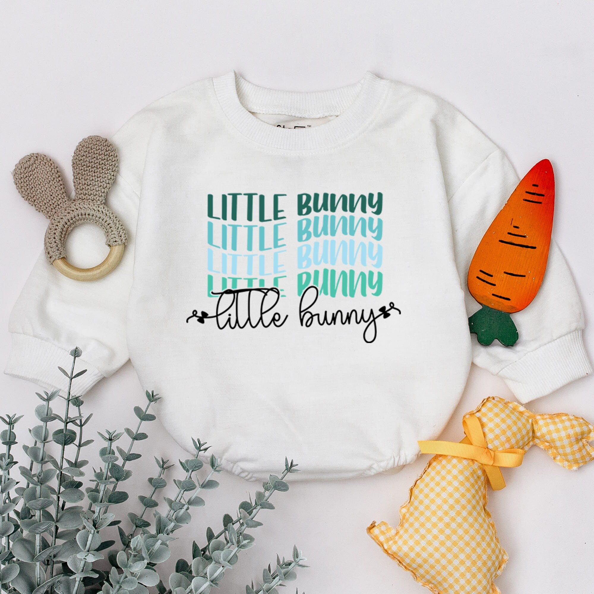 Little Bunny Baby Bodysuit Easter Outfit Soft Cotton First Holiday Gift 1st Easter Clothes for Infant Boy Girl Cute Handwritten Design