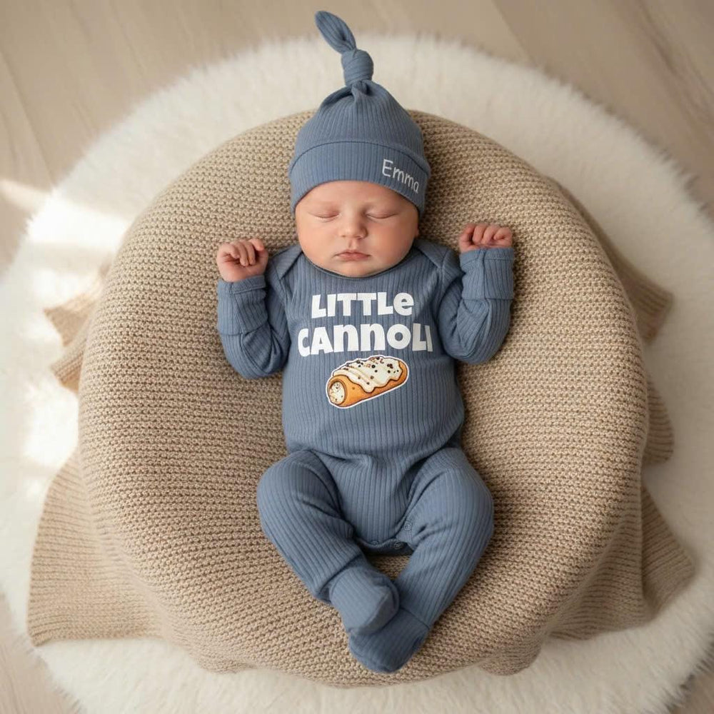 Little Cannoli Baby Bodysuit Italian Pastry Outfit for Infants Soft Cotton Going Home Clothes Cute Italy Dessert Inspired Baby Gift