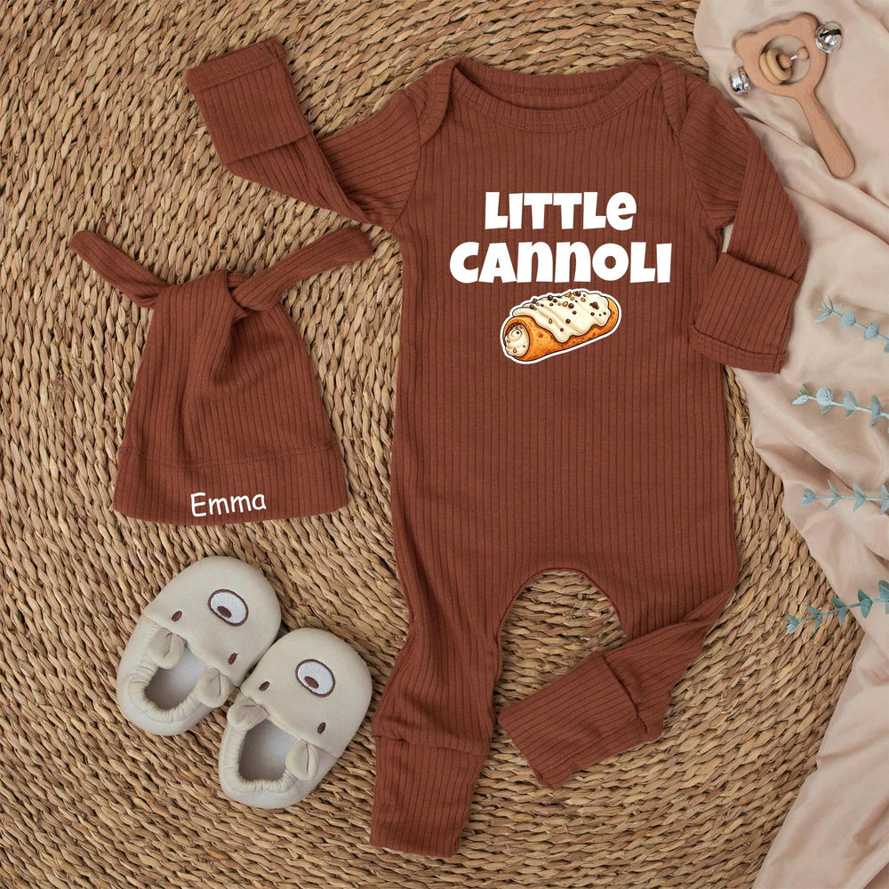 Little Cannoli Baby Bodysuit Italian Pastry Outfit for Infants Soft Cotton Going Home Clothes Cute Italy Dessert Inspired Baby Gift