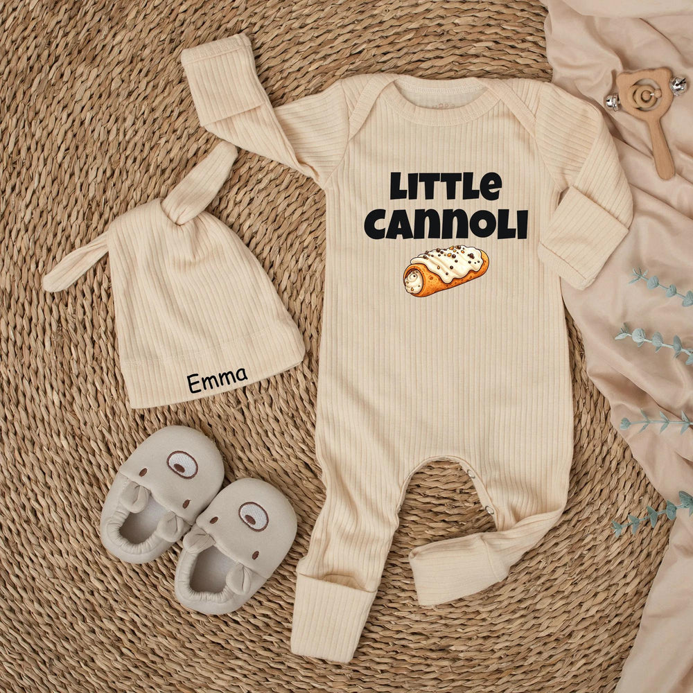 Little Cannoli Baby Bodysuit Italian Pastry Outfit for Infants Soft Cotton Going Home Clothes Cute Italy Dessert Inspired Baby Gift