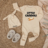 Little Cannoli Baby Bodysuit Italian Pastry Outfit for Infants Soft Cotton Going Home Clothes Cute Italy Dessert Inspired Baby Gift
