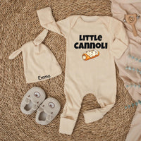 Little Cannoli Baby Bodysuit Italian Pastry Outfit for Infants Soft Cotton Going Home Clothes Cute Italy Dessert Inspired Baby Gift