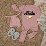 Little Cannoli Baby Bodysuit Italian Pastry Outfit for Infants Soft Cotton Going Home Clothes Cute Italy Dessert Inspired Baby Gift
