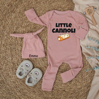 Little Cannoli Baby Bodysuit Italian Pastry Outfit for Infants Soft Cotton Going Home Clothes Cute Italy Dessert Inspired Baby Gift