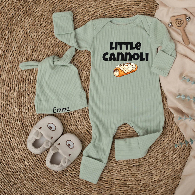 Little Cannoli Baby Bodysuit Italian Pastry Outfit for Infants Soft Cotton Going Home Clothes Cute Italy Dessert Inspired Baby Gift