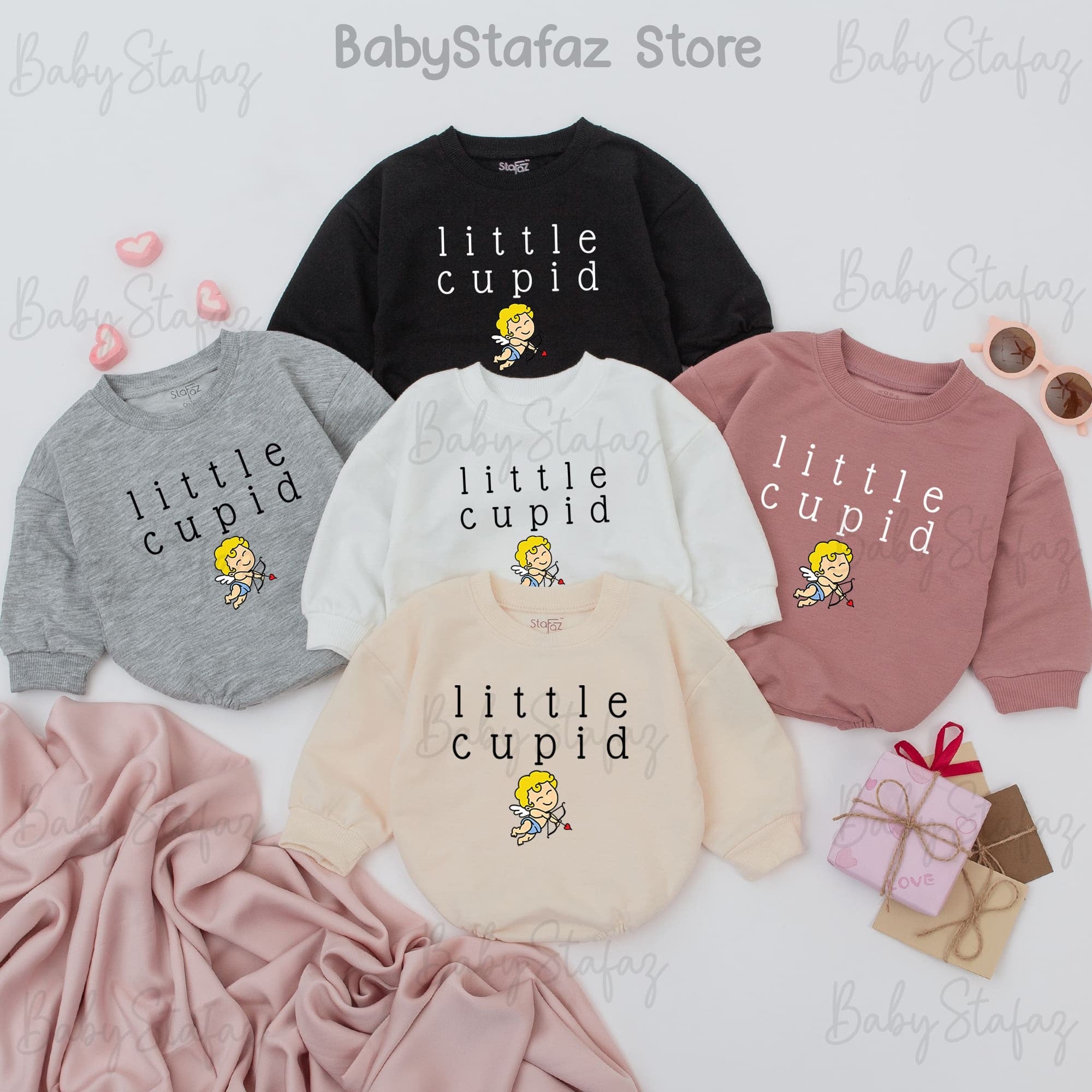 Little Cupid Baby Romper for Valentine's Day Soft Cotton Adorable Infant Outfit First Valentine's Gift Yellow Hair Cartoon Cupid Design