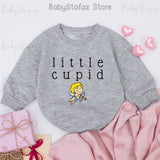 Little Cupid Baby Romper for Valentine's Day Soft Cotton Adorable Infant Outfit First Valentine's Gift Yellow Hair Cartoon Cupid Design