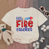 Little Firecracker Baby Romper Patriotic Fourth of July Outfit Cute Red White Blue Firecracker Design Infant Summer Bodysuit