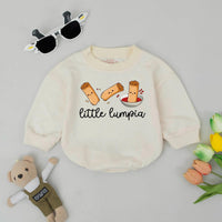 Little Lumpia Baby Romper with Cute Smiling Cartoon Spring Outfit Filipino Food Bodysuit Newborn Gift for Baby Shower or Coming Home