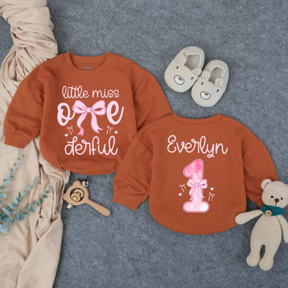 Little Miss ONEderful Personalized 1st Birthday Romper for Baby Girl with Pink Bow and Heart Accents, Toddler Outfit, Celebration Gift