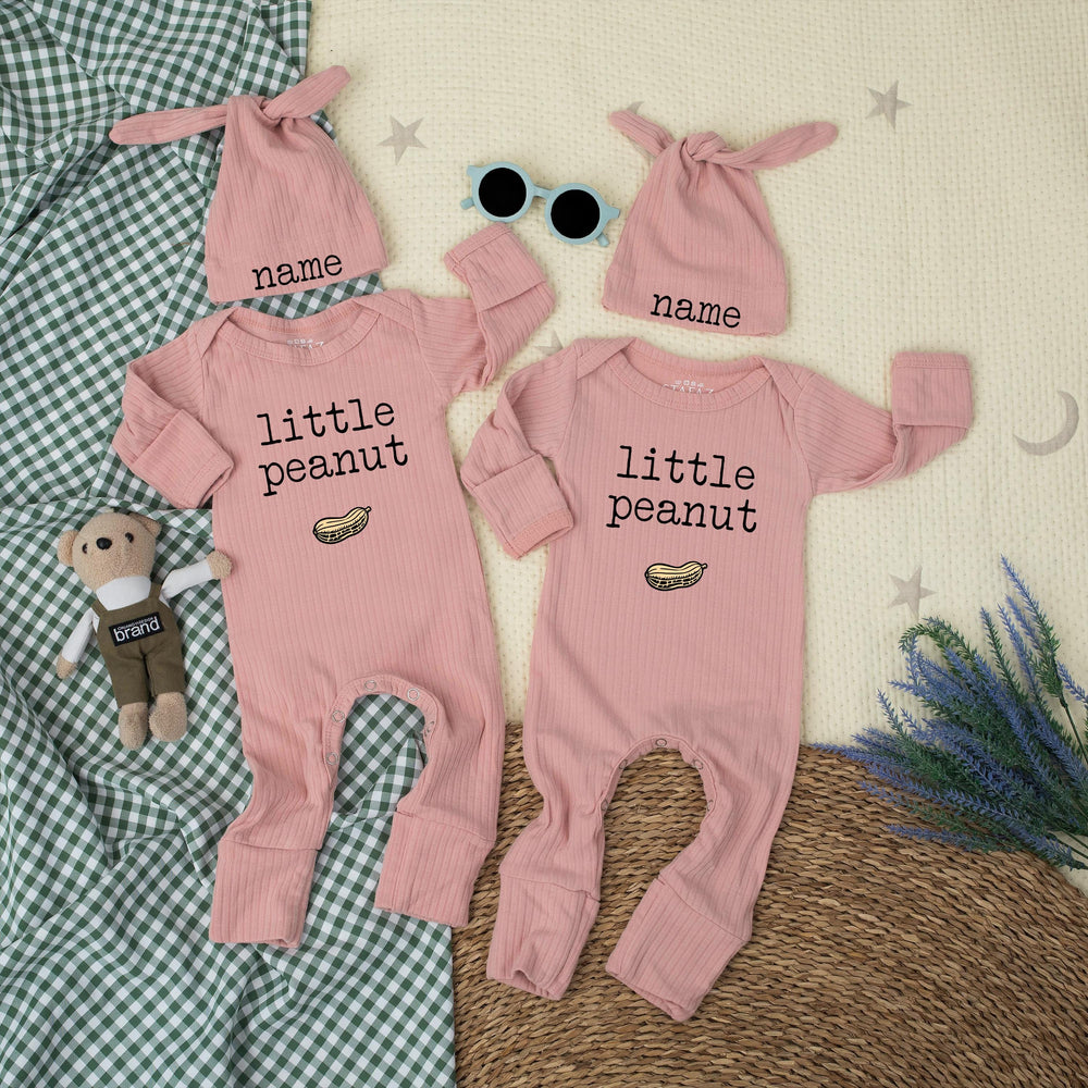 Little Peanut Baby Bodysuit and Hat Set Personalized with Name Gender-Neutral Newborn Gift Soft Cotton Going Home or Keepsake Outfit