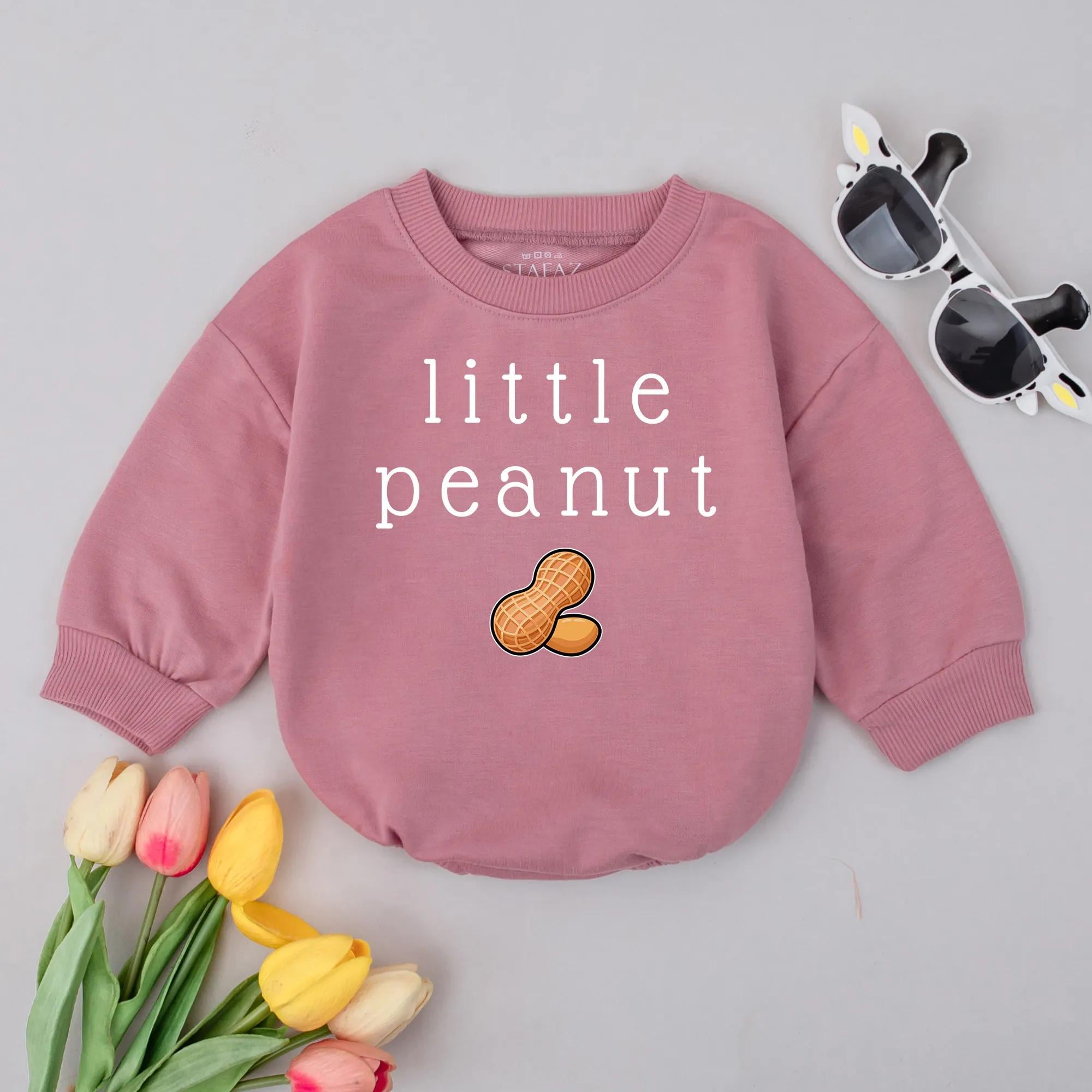 Little Peanut Baby Romper Cute Peanut Graphic Design Soft Cotton Infant Shower Gift First Birthday Outfit Neutral Fun Clothing