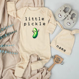 Little Pickle Baby Bodysuit and Personalized Hat Set Cute Green Pickle Design Unisex Baby Gift Newborn Going Home Outfit Keepsake