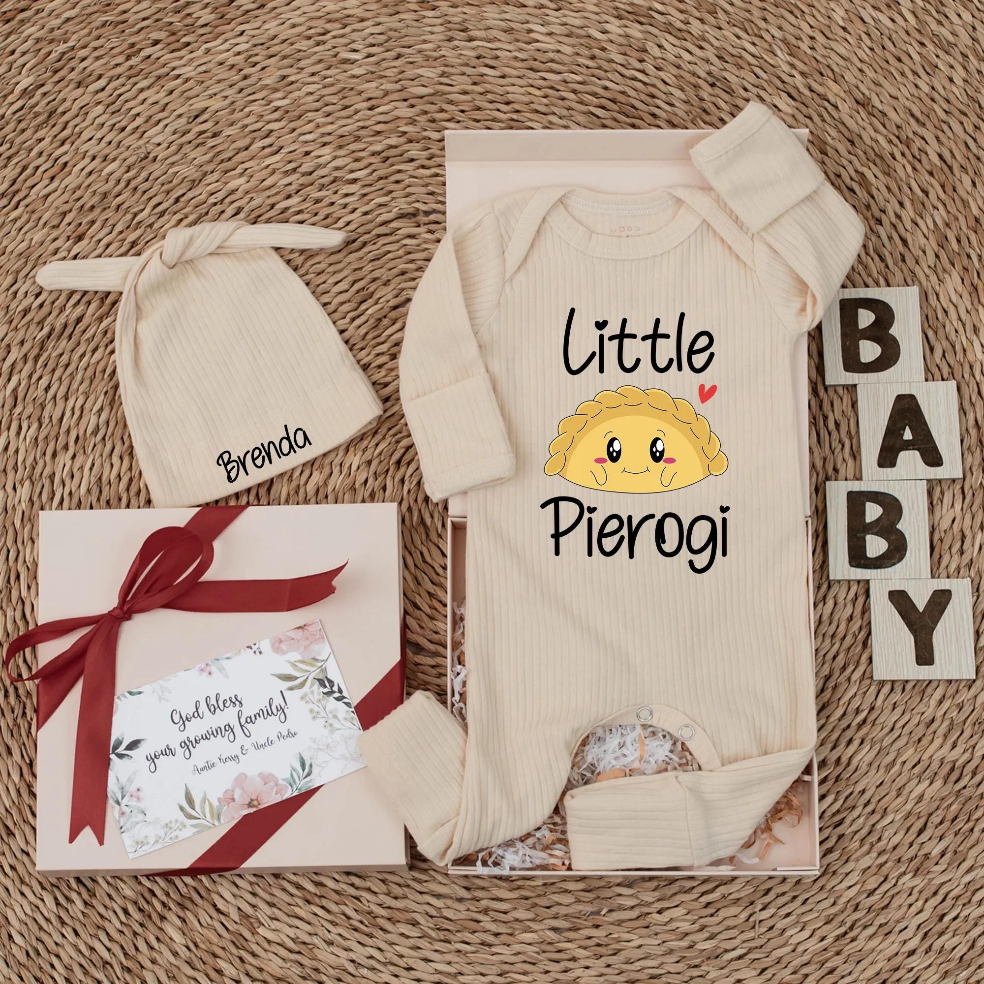 Little Pierogi Baby Bodysuit Cute Polish Dumpling Outfit Newborn Romper Gift for Food Lover Families Soft Cotton Playful Design