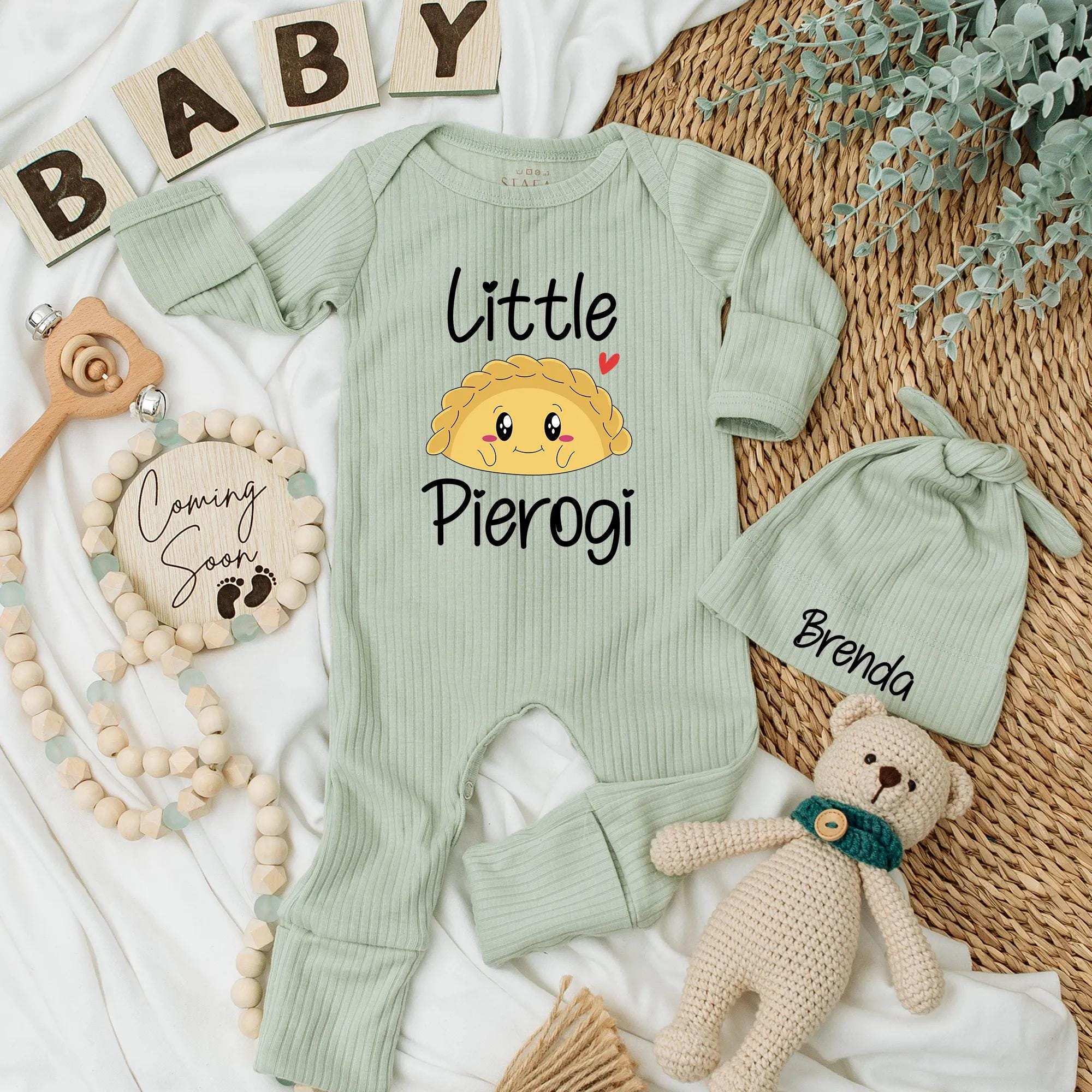 Little Pierogi Baby Bodysuit Cute Polish Dumpling Outfit Newborn Romper Gift for Food Lover Families Soft Cotton Playful Design