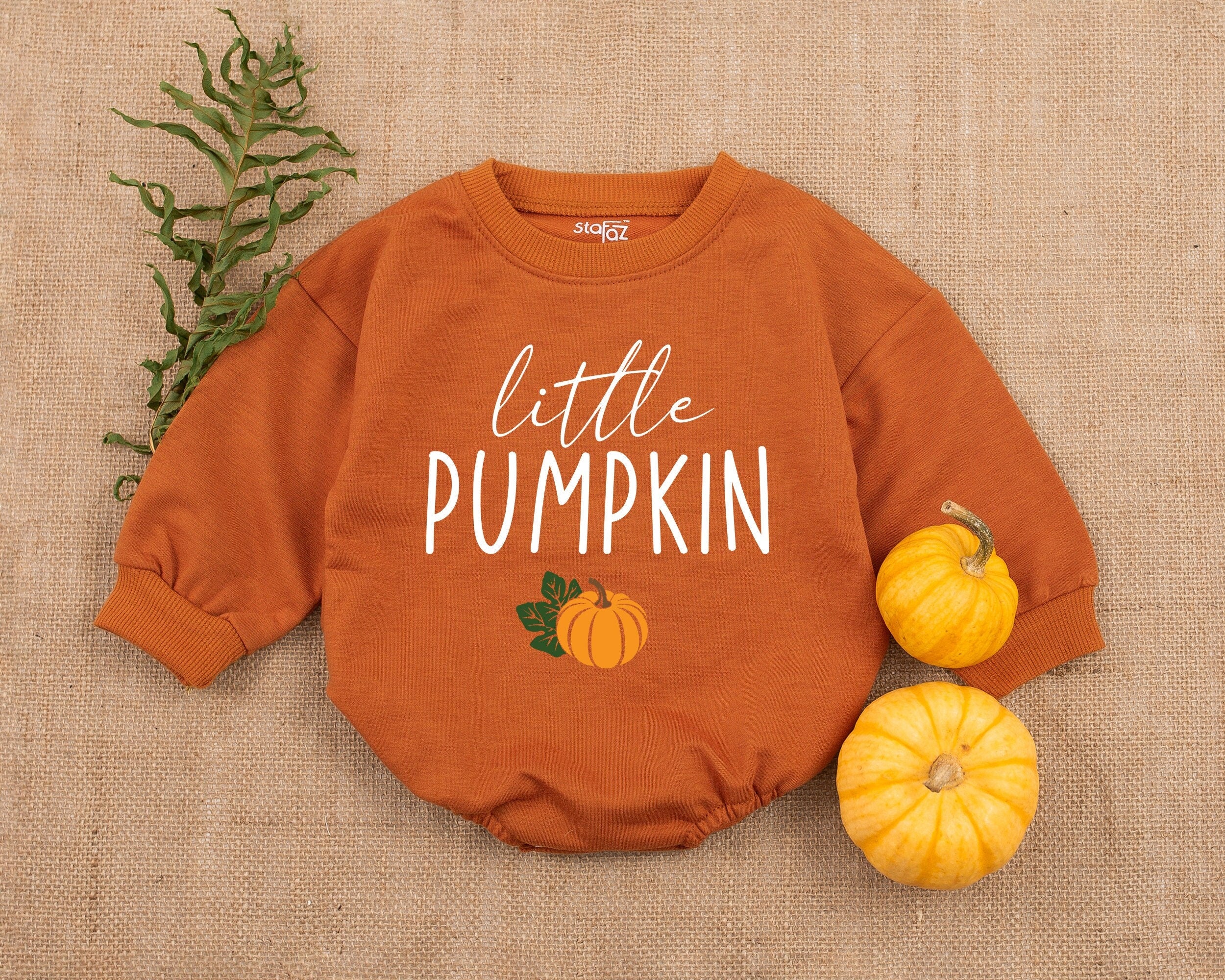 Little Pumpkin Baby Romper Cute Fall Bodysuit Baby Shower Gift for Girl or Boy Soft Cotton Orange Design with Autumn Pumpkin Graphic