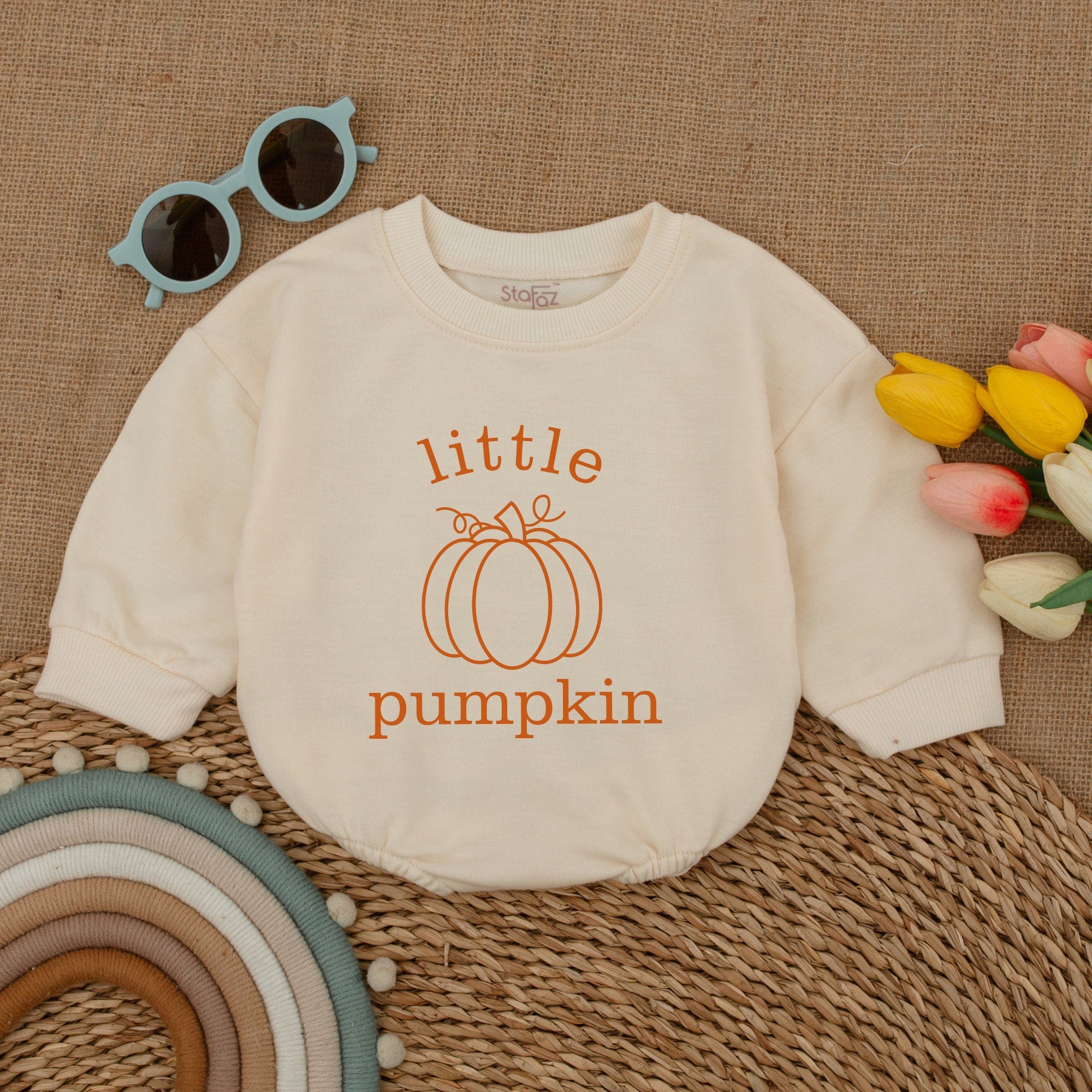 Little Pumpkin Baby Romper Soft Vintage Fall Bodysuit Newborn Thanksgiving Outfit Cozy Cotton Baby Shower Gift Autumn Baby Clothes