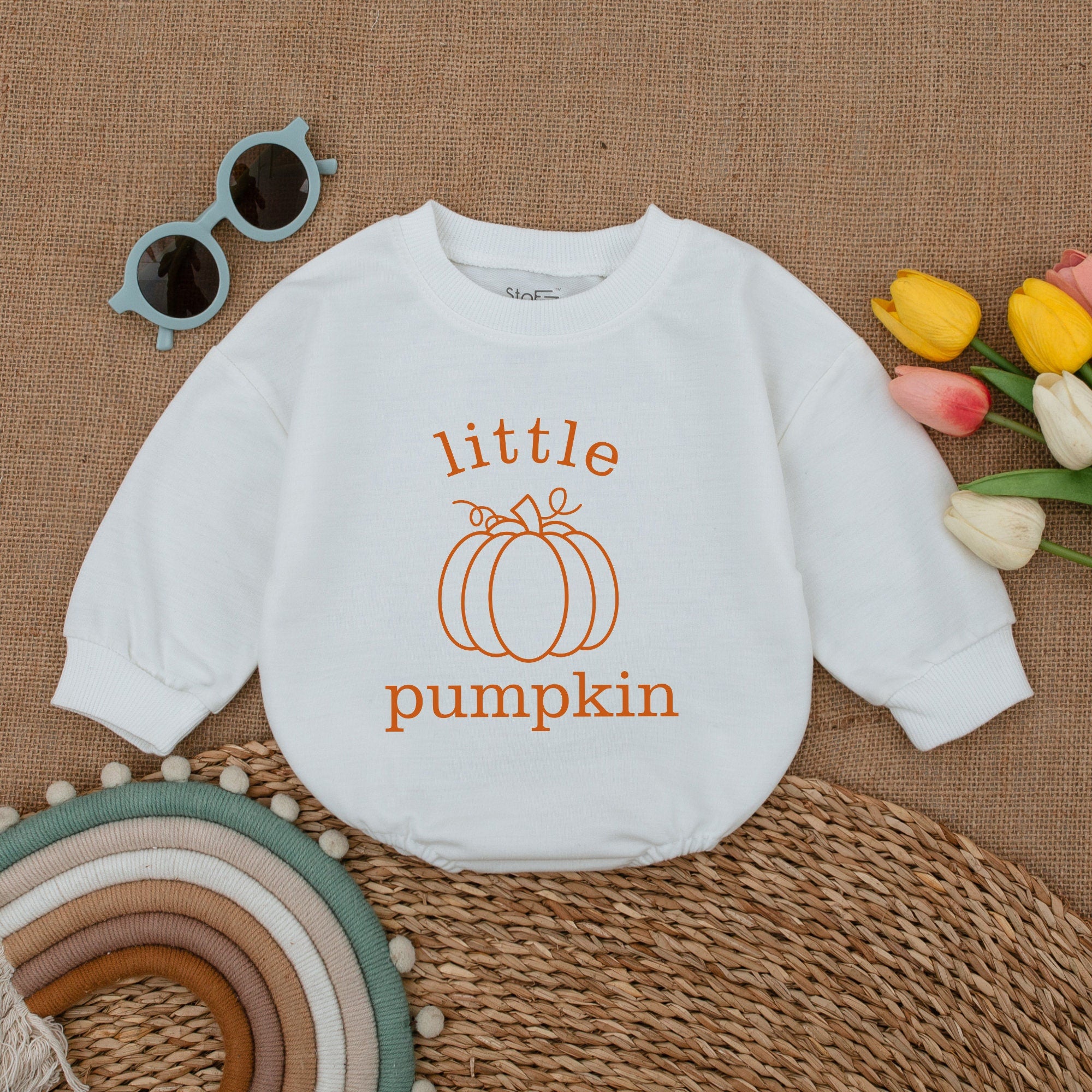 Little Pumpkin Baby Romper Soft Vintage Fall Bodysuit Newborn Thanksgiving Outfit Cozy Cotton Baby Shower Gift Autumn Baby Clothes