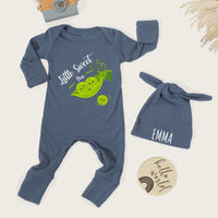 Little Sweet Pea Baby Bodysuit with Whimsical Pea Pod Design, Long Sleeve Baby Announcement Outfit, Soft Cotton Sweet Pea Baby Clothes