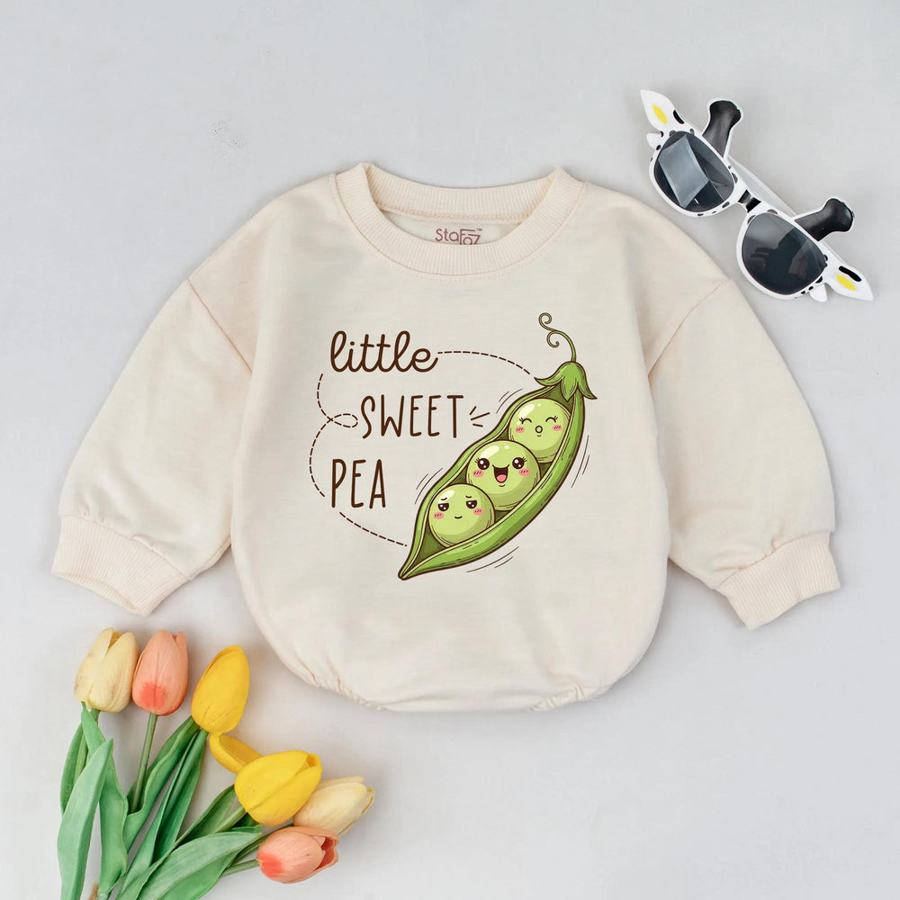 Little Sweet Pea Romper with Cute Pea Pod Design Baby Bodysuit for Newborn Gift, Coming Home Outfit, Pregnancy Announcement, Soft Cotton