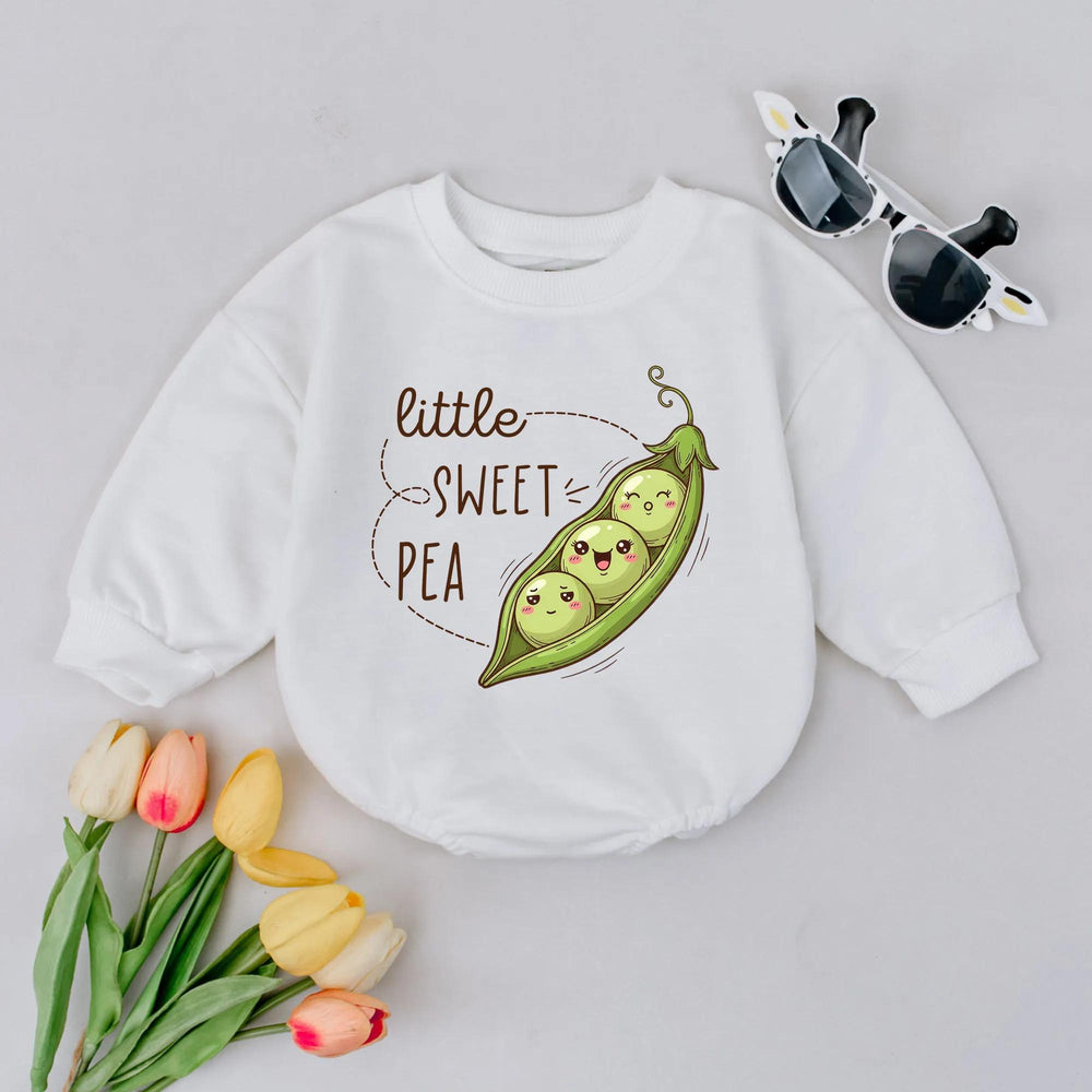 Little Sweet Pea Romper with Cute Pea Pod Design Baby Bodysuit for Newborn Gift, Coming Home Outfit, Pregnancy Announcement, Soft Cotton