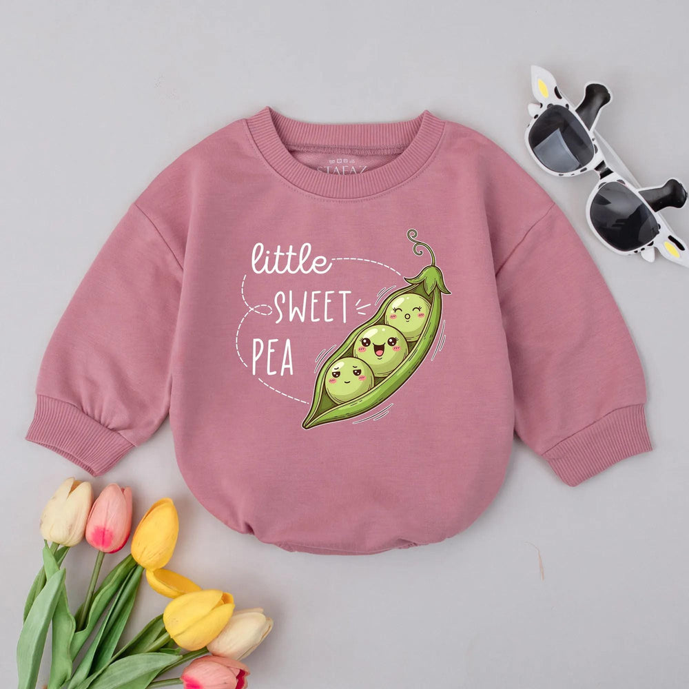 Little Sweet Pea Romper with Cute Pea Pod Design Baby Bodysuit for Newborn Gift, Coming Home Outfit, Pregnancy Announcement, Soft Cotton