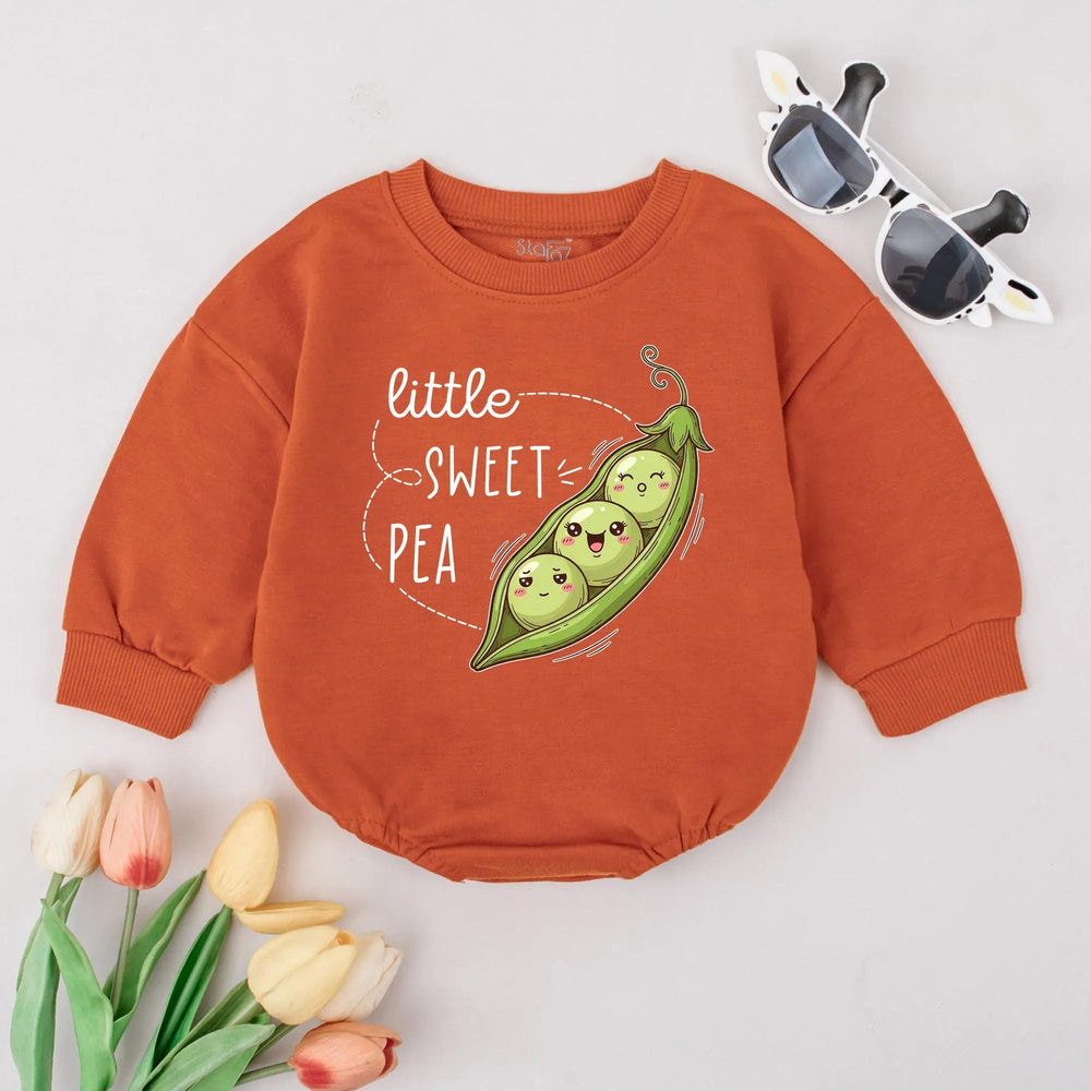 Little Sweet Pea Romper with Cute Pea Pod Design Baby Bodysuit for Newborn Gift, Coming Home Outfit, Pregnancy Announcement, Soft Cotton