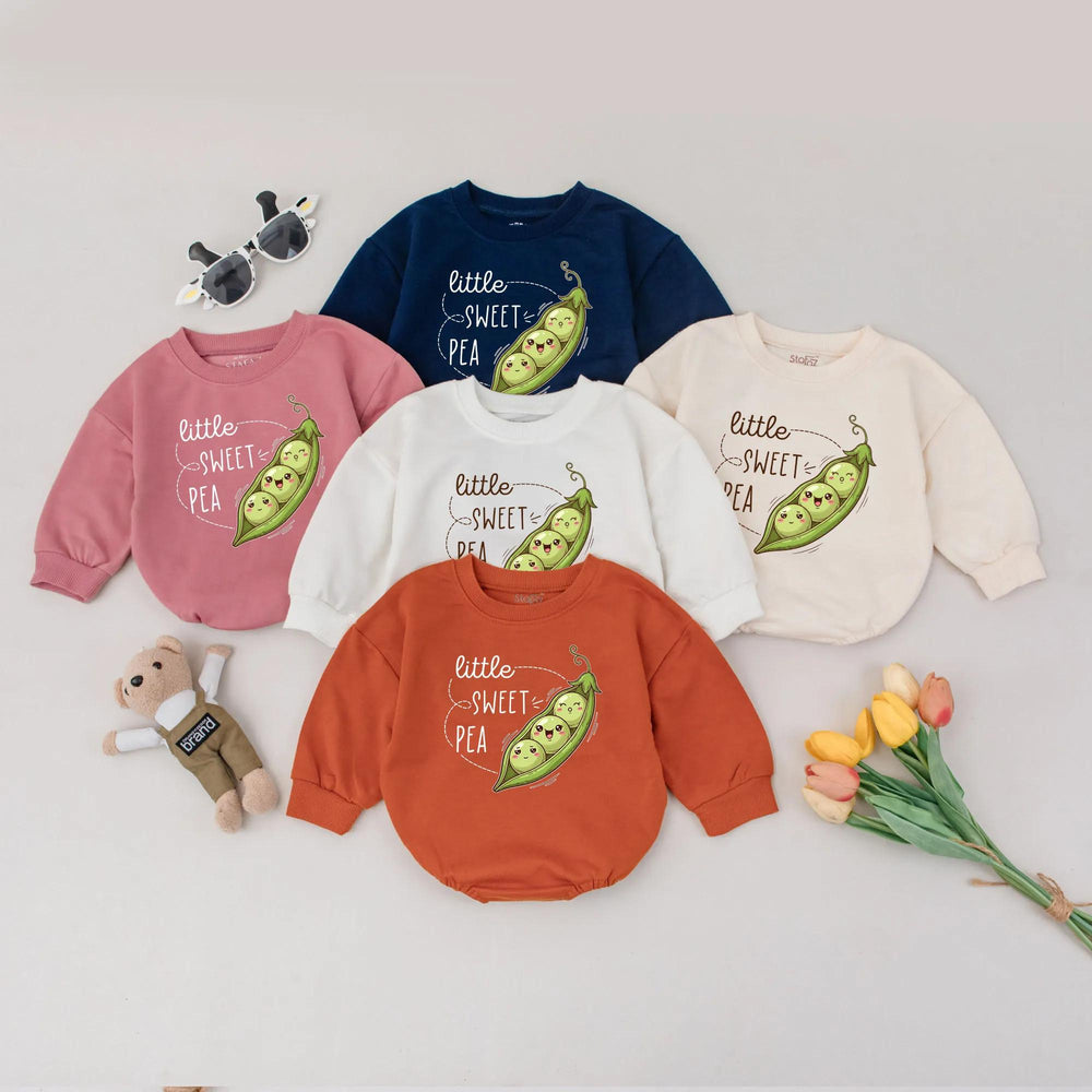Little Sweet Pea Romper with Cute Pea Pod Design Baby Bodysuit for Newborn Gift, Coming Home Outfit, Pregnancy Announcement, Soft Cotton