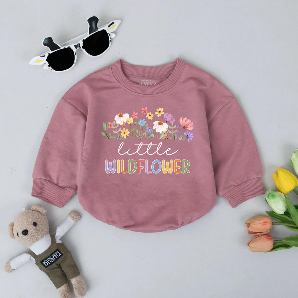 Little Wildflower Bubble Romper for Baby Girls Soft Floral Boho Newborn Outfit Retro Toddler Clothes Spring Baby Shower Gift Cotton