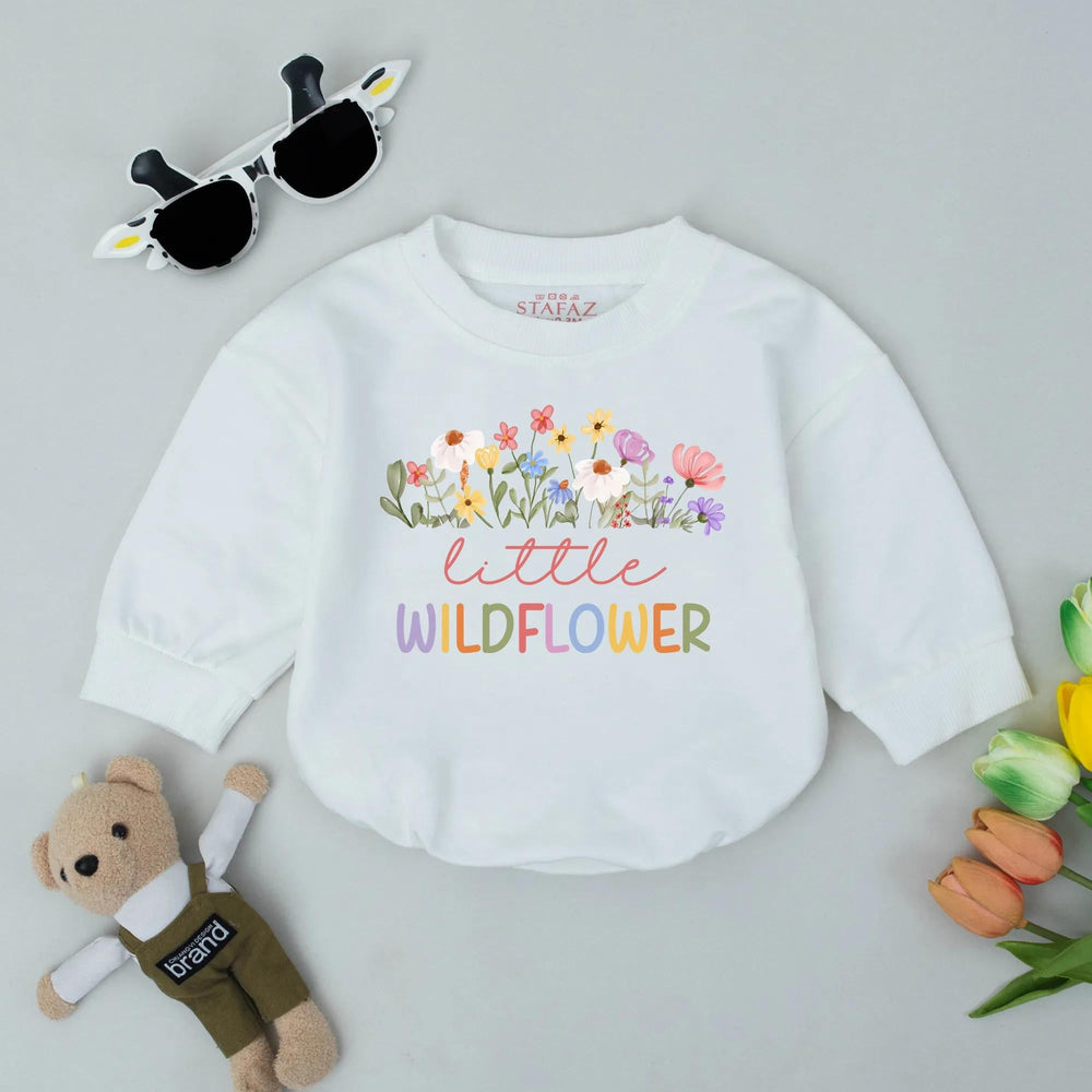 Little Wildflower Bubble Romper for Baby Girls Soft Floral Boho Newborn Outfit Retro Toddler Clothes Spring Baby Shower Gift Cotton