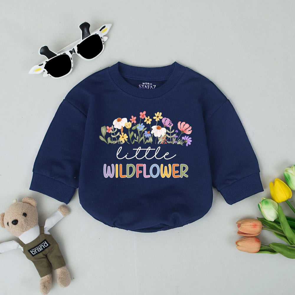Little Wildflower Bubble Romper for Baby Girls Soft Floral Boho Newborn Outfit Retro Toddler Clothes Spring Baby Shower Gift Cotton