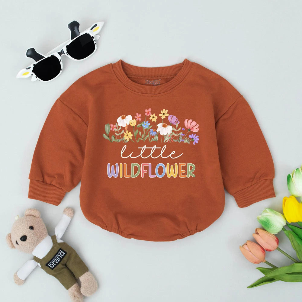 Little Wildflower Bubble Romper for Baby Girls Soft Floral Boho Newborn Outfit Retro Toddler Clothes Spring Baby Shower Gift Cotton