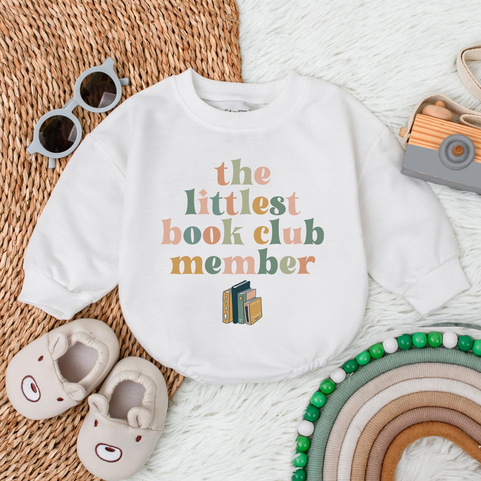 The Littlest Book Club Member Baby Romper Cute Newborn Outfit Soft Cotton Bookworm Bodysuit Pastel Design Ideal Baby Shower Gift