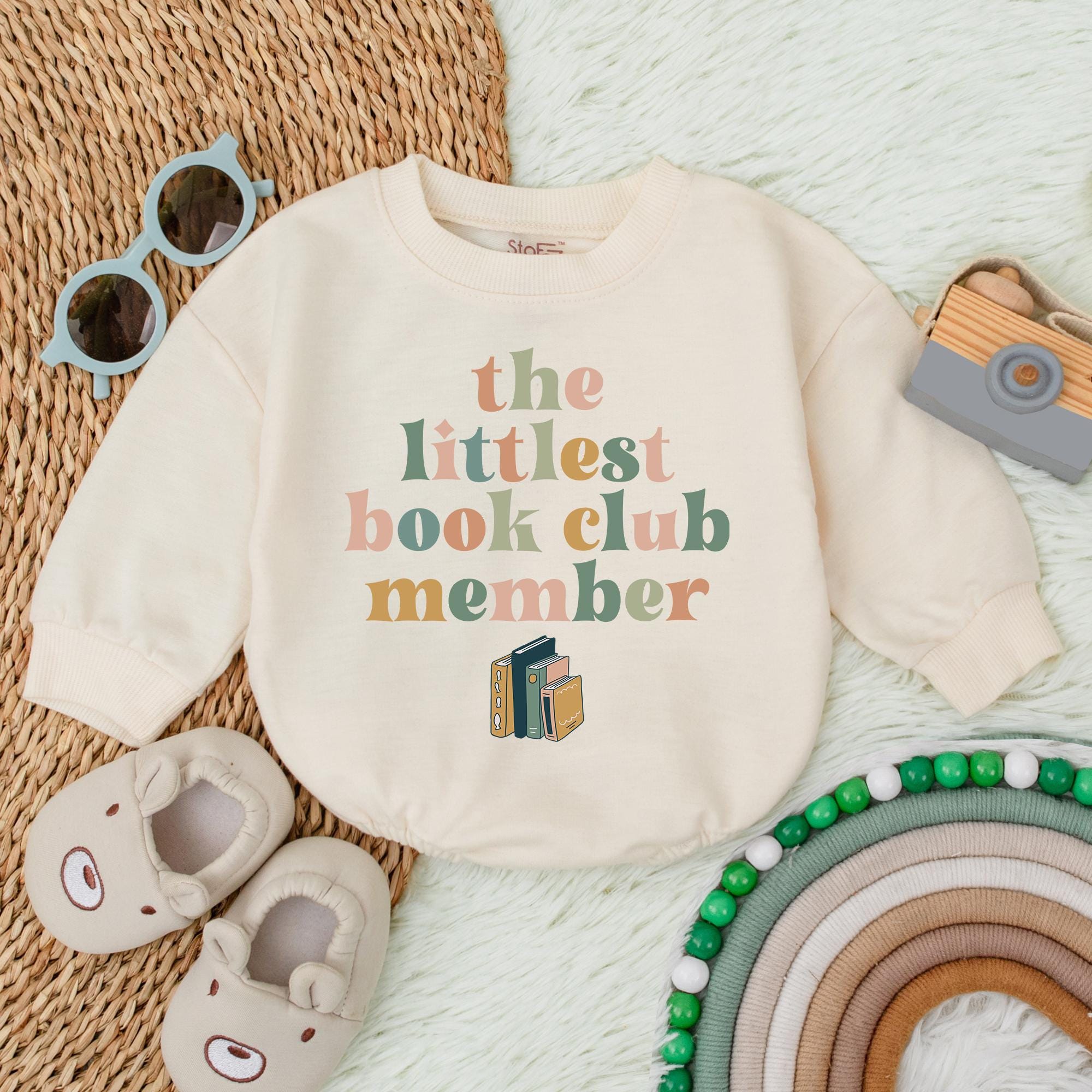 The Littlest Book Club Member Baby Romper Cute Newborn Outfit Soft Cotton Bookworm Bodysuit Pastel Design Ideal Baby Shower Gift