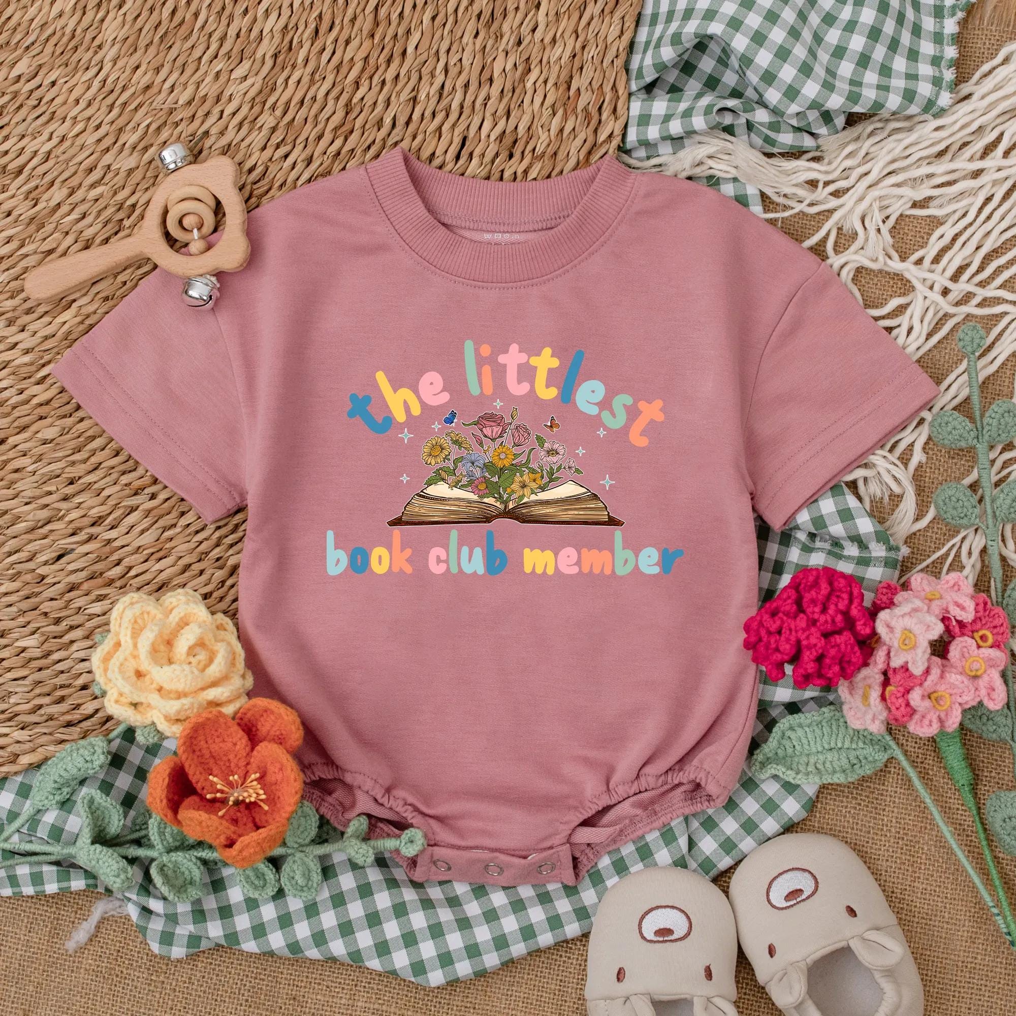 The Littlest Book Club Member Baby Romper Whimsical Wildflower Design Girl Outfit Newborn Gift Soft Cotton Playful Bodysuit