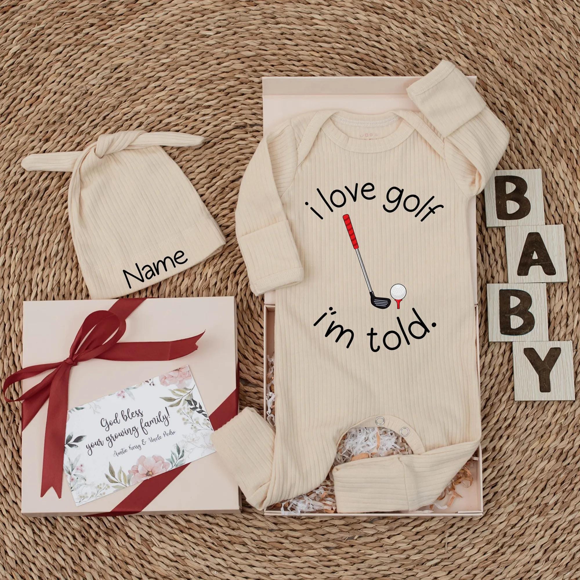 I Love Golf I'm Told Baby Bodysuit Funny Gift Cotton Romper for Newborn Future Golfer Cute Outfit with Golf Club Ball Design