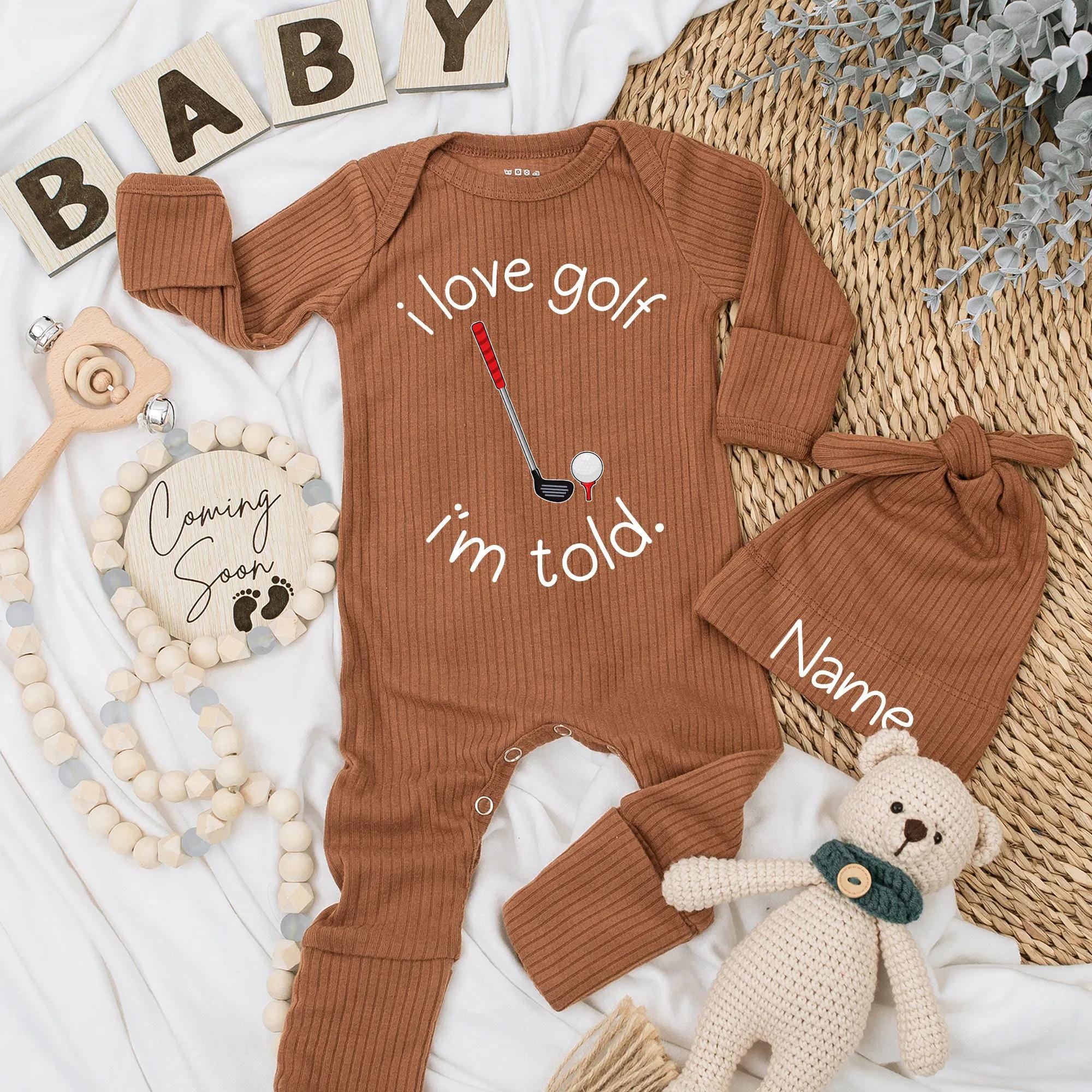 I Love Golf I'm Told Baby Bodysuit Funny Gift Cotton Romper for Newborn Future Golfer Cute Outfit with Golf Club Ball Design