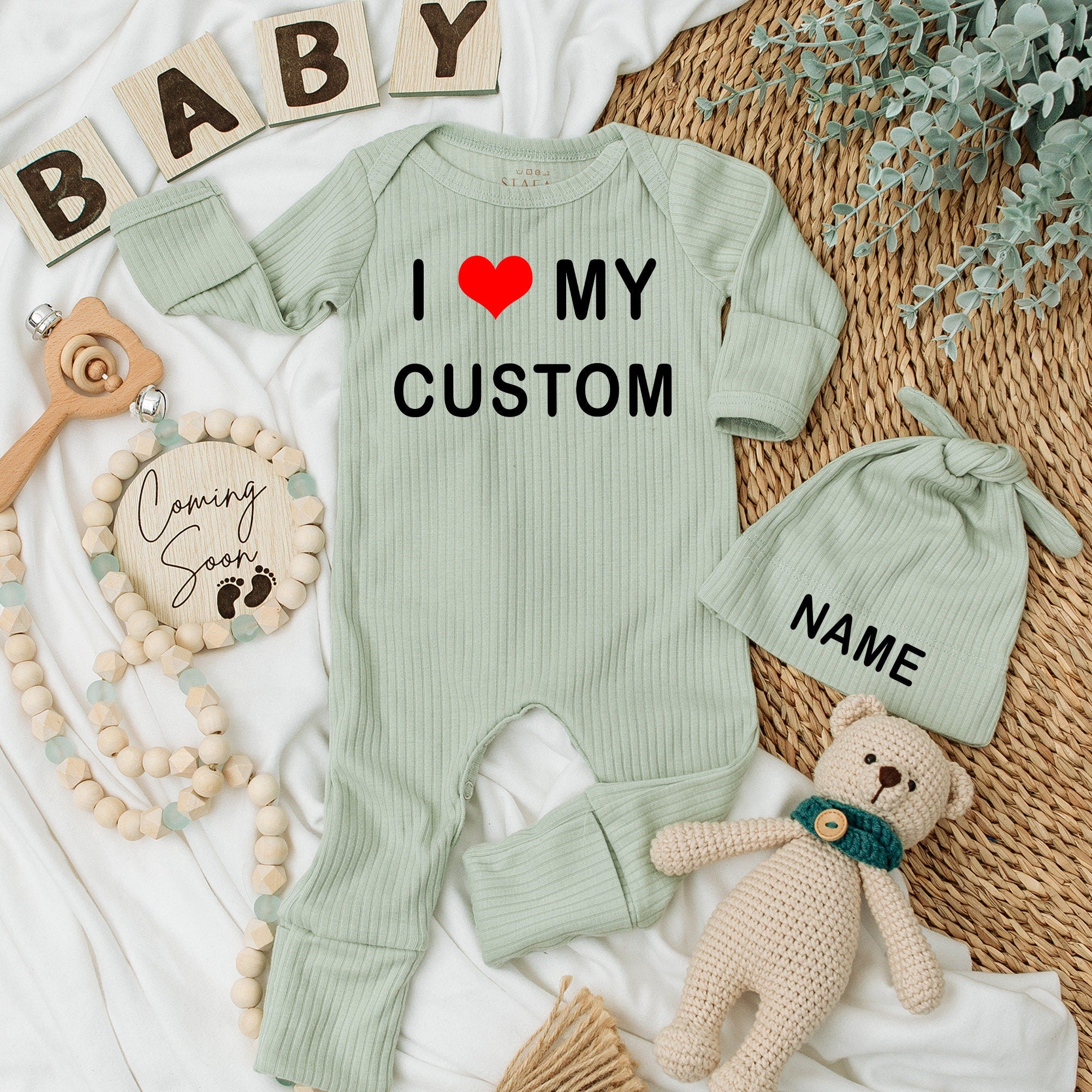 I Love My Custom Baby Bodysuit Soft Cotton Infant Clothes Perfect Baby Shower Gift Newborn Personalized Baby Jumpsuit Unique Design