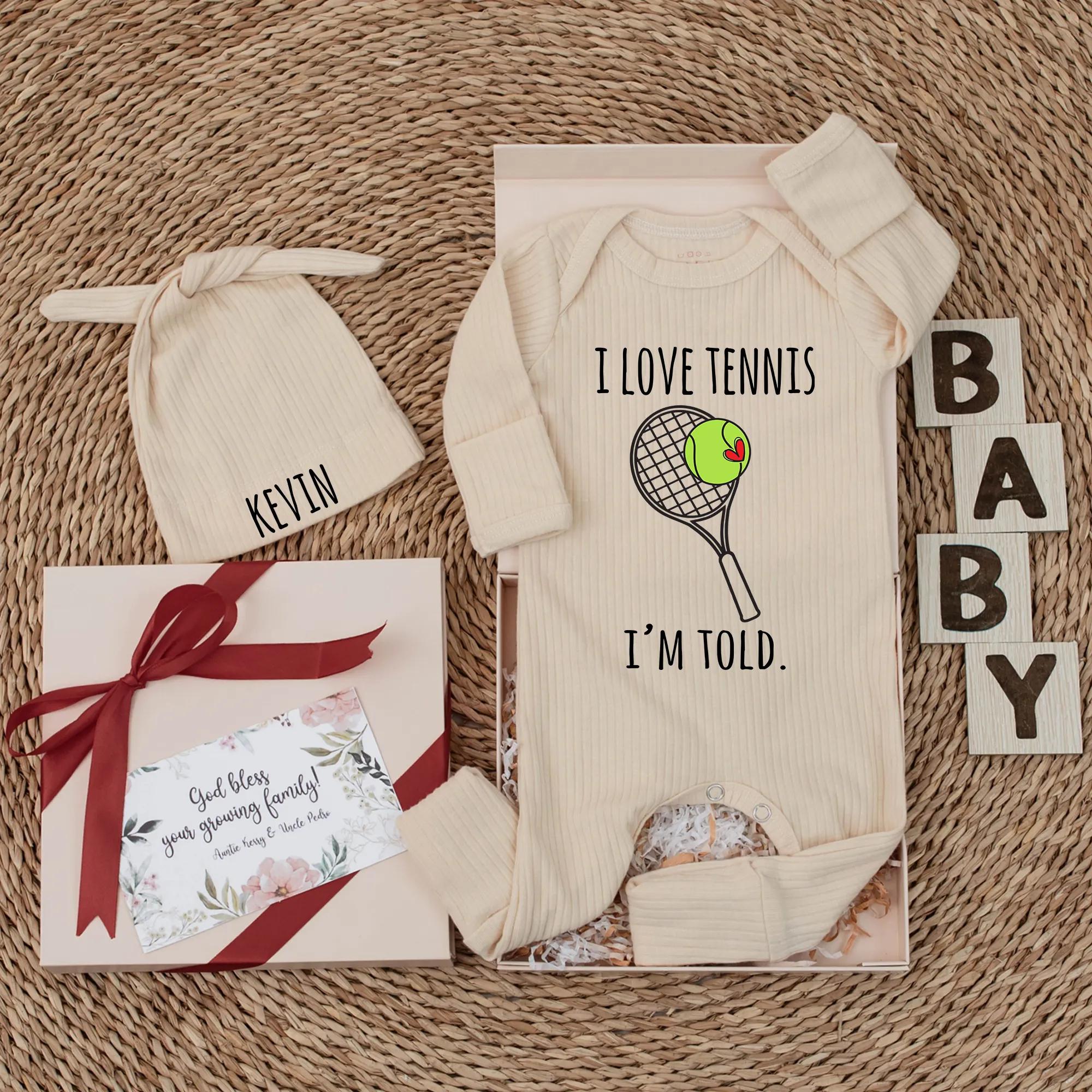 I Love Tennis I'm Told Baby Bodysuit Funny Newborn Outfit Tennis Fan Gift Cute Infant Clothes Soft Cotton Sporty Design