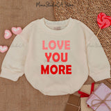Love You More Baby Romper Valentines Outfit 1st Valentine Bodysuit Girl Pink Red Cotton Soft Comfortable Baby Holiday Gift