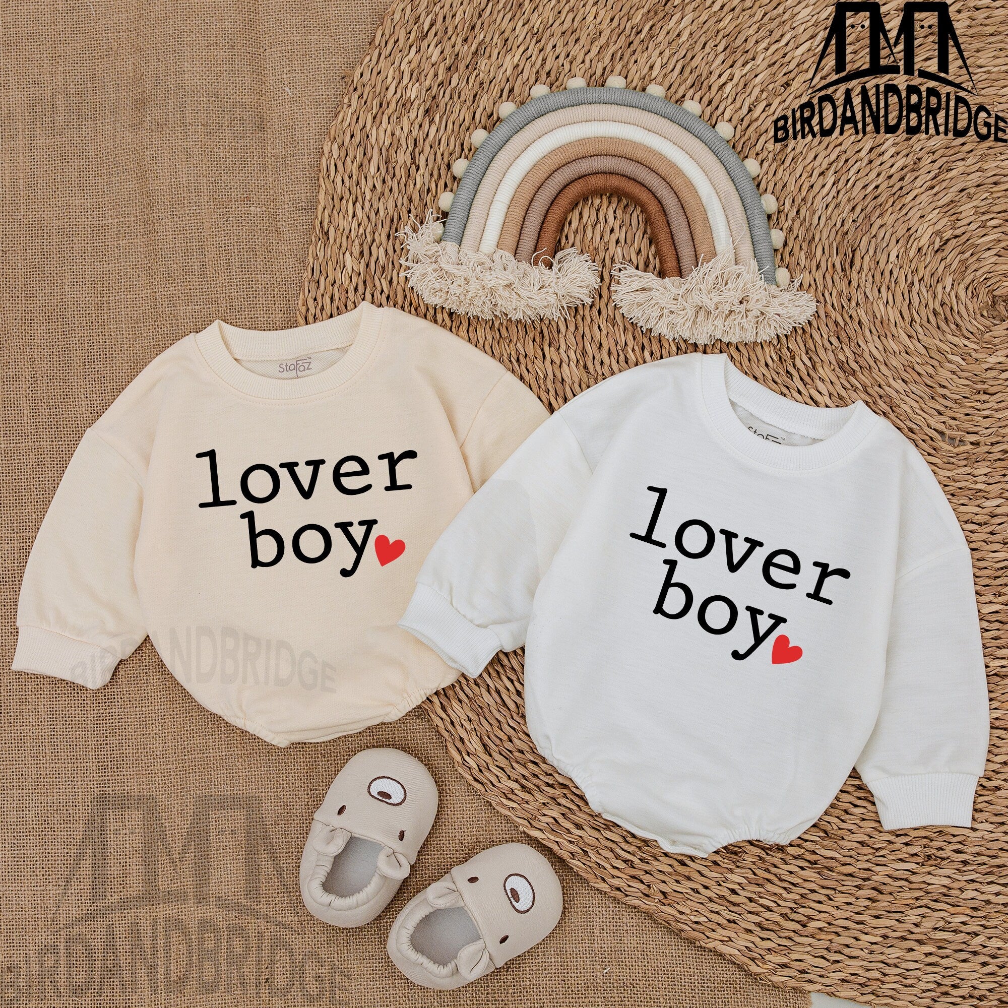 Lover Boy Baby Bodysuit with Red Heart Valentine Newborn Outfit Soft Cotton Baby Announcement Romper Natural Cute Infant Clothes