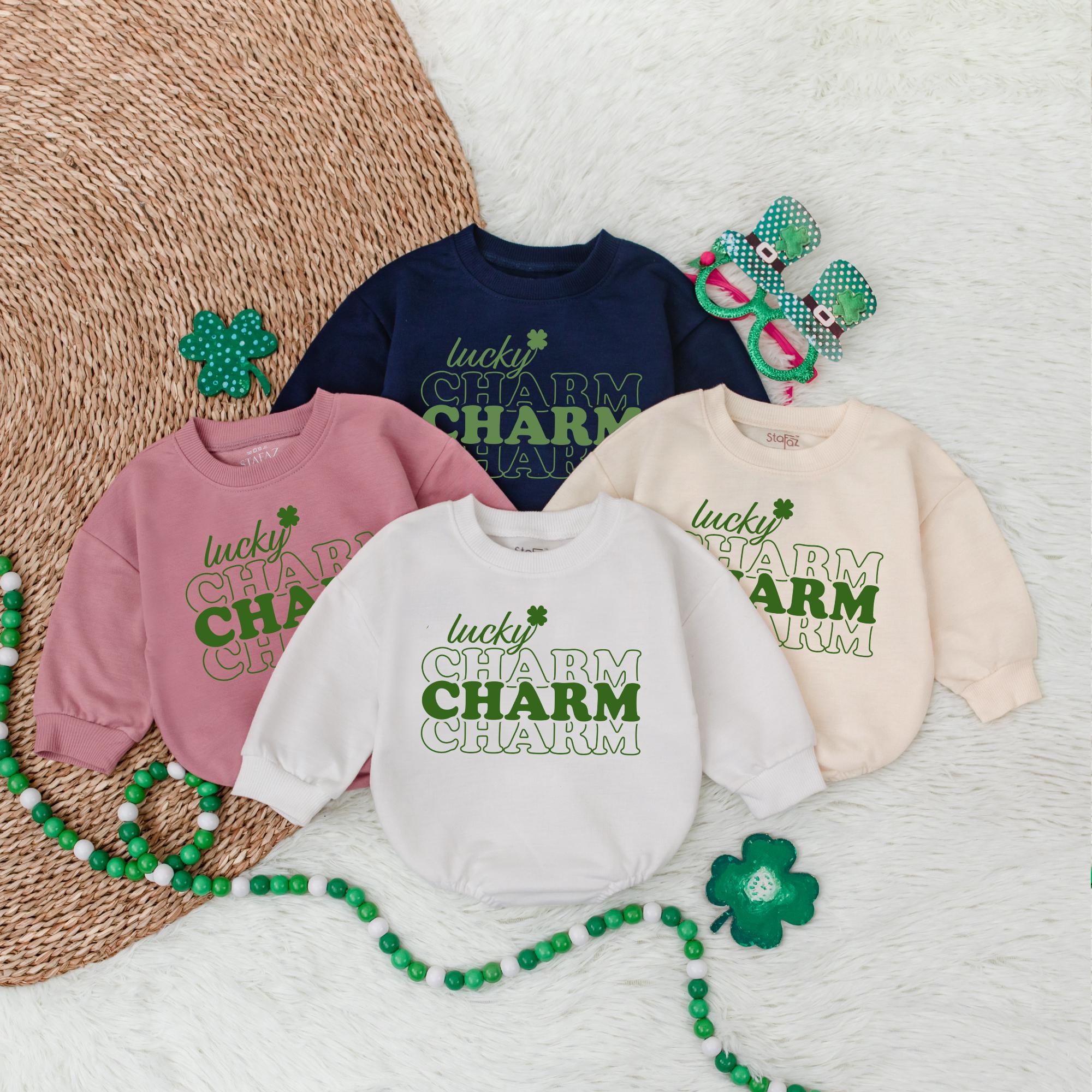 Lucky Charm Baby Bodysuit with Shamrock St. Patrick's Day Irish Newborn Gift Soft Cotton Romper Festive Green Design for Holiday