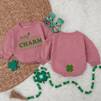 Lucky Charm Baby Bodysuit with Shamrock St. Patrick's Day Irish Newborn Gift Soft Cotton Romper Festive Green Design for Holiday